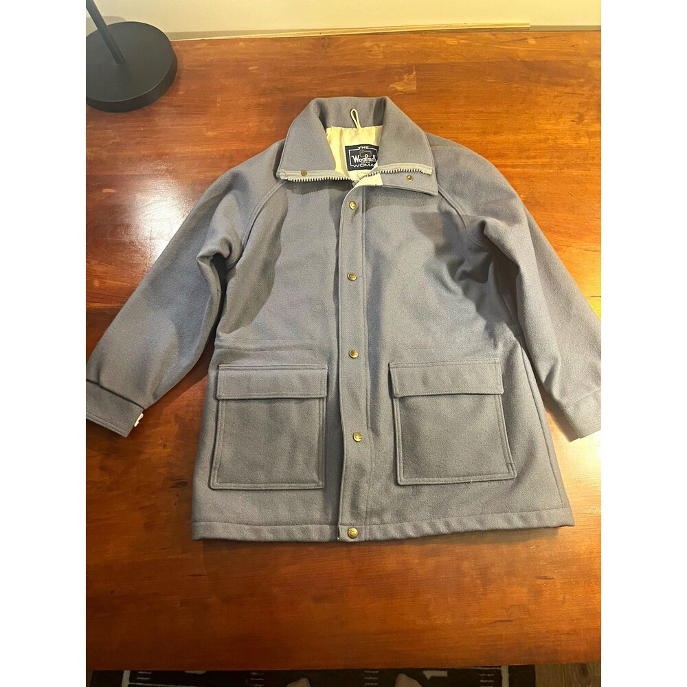 VTG Woolrich Lavender Solid Zip/Snap Front Lined Mid-Length Jacket M Wool